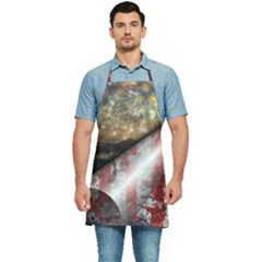 Independence Day Background Abstract Grunge American Flag Kitchen Apron by Ravend