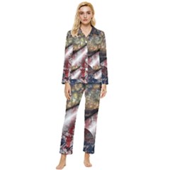 Independence Day Background Abstract Grunge American Flag Womens  Long Sleeve Velvet Pocket Pajamas Set by Ravend