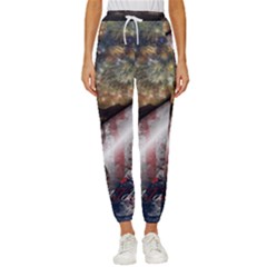 Independence Day Background Abstract Grunge American Flag Women s Cropped Drawstring Pants by Ravend