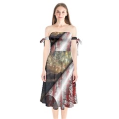 Independence Day July 4th Shoulder Tie Bardot Midi Dress by Ravend