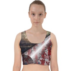 Independence Day July 4th Velvet Racer Back Crop Top by Ravend