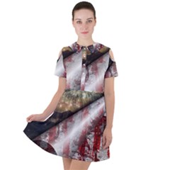 Independence Day July 4th Short Sleeve Shoulder Cut Out Dress  by Ravend