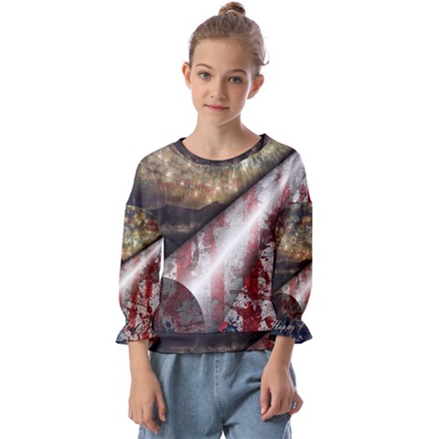 Independence Day July 4th Kids  Cuff Sleeve Top by Ravend