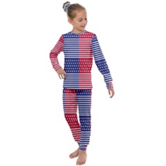 American Flag Patriot Red White Kids  Long Sleeve Set  by Celenk