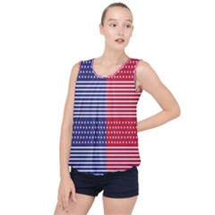 American Flag Patriot Red White Bubble Hem Chiffon Tank Top by Celenk