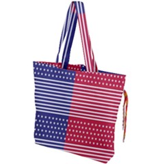 American Flag Patriot Red White Drawstring Tote Bag by Celenk