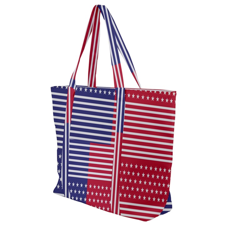 American flag patriot red white Zip Up Canvas Bag