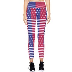 American Flag Patriot Red White Pocket Leggings  by Celenk