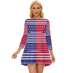 American Flag Patriot Red White Long Sleeve Babydoll Dress by Celenk