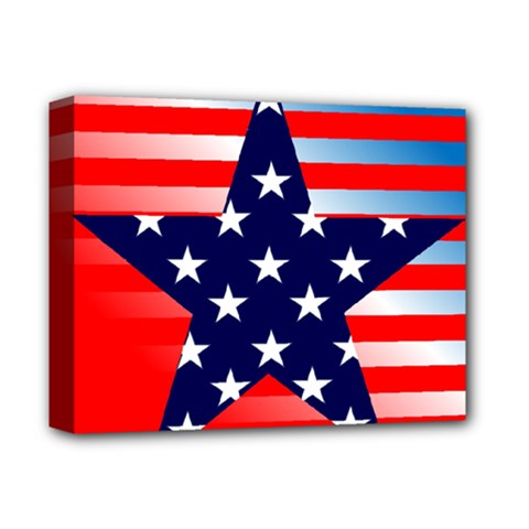 Patriotic American Usa Design Red Deluxe Canvas 14  X 11  (stretched) by Celenk