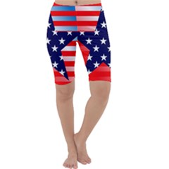 Patriotic American Usa Design Red Cropped Leggings  by Celenk