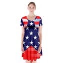 Patriotic american usa design red Short Sleeve V-neck Flare Dress View1