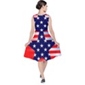 Patriotic american usa design red V-Neck Midi Sleeveless Dress  View2