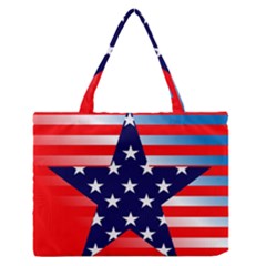 Patriotic American Usa Design Red Zipper Medium Tote Bag by Celenk