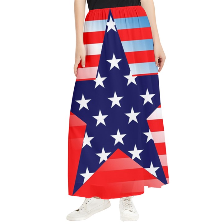 Patriotic american usa design red Maxi Chiffon Skirt