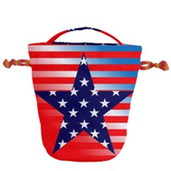 Patriotic American Usa Design Red Drawstring Bucket Bag by Celenk