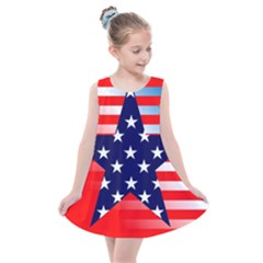 Patriotic American Usa Design Red Kids  Summer Dress by Celenk