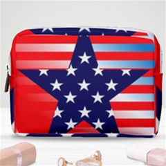 Patriotic American Usa Design Red Make Up Pouch (medium) by Celenk