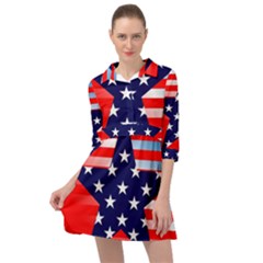 Patriotic American Usa Design Red Mini Skater Shirt Dress by Celenk