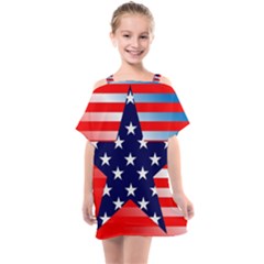 Patriotic American Usa Design Red Kids  One Piece Chiffon Dress by Celenk