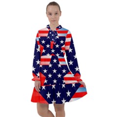 Patriotic American Usa Design Red All Frills Chiffon Dress by Celenk