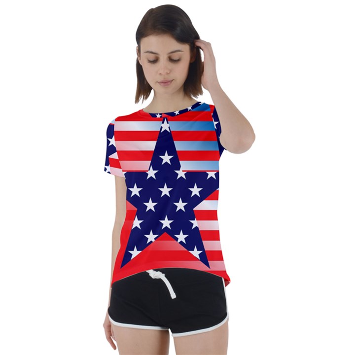 Patriotic american usa design red Short Sleeve Open Back Tee