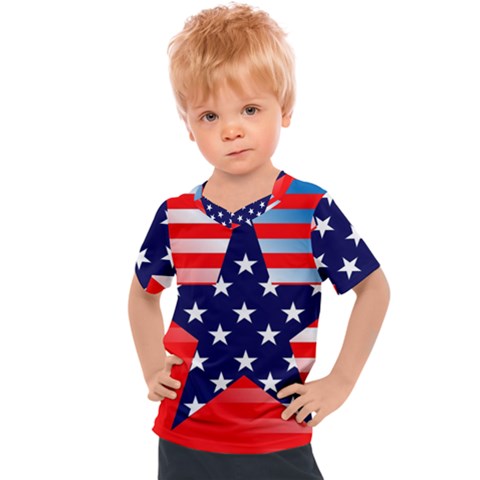 Patriotic American Usa Design Red Kids  Sports Tee by Celenk