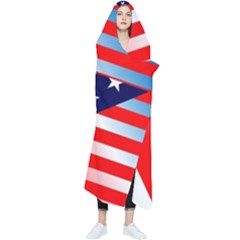 Patriotic American Usa Design Red Wearable Blanket by Celenk