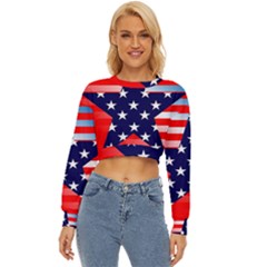 Patriotic American Usa Design Red Lightweight Long Sleeve Sweatshirt by Celenk