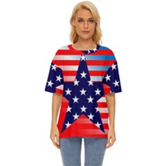 Patriotic American Usa Design Red Oversized Basic Tee by Celenk