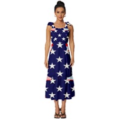 Patriotic American Usa Design Red Tie-strap Tiered Midi Chiffon Dress by Celenk