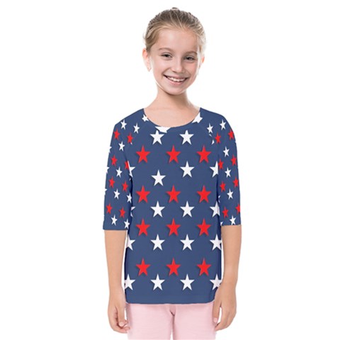 Patriotic Colors America Usa Red Kids  Quarter Sleeve Raglan Tee by Celenk