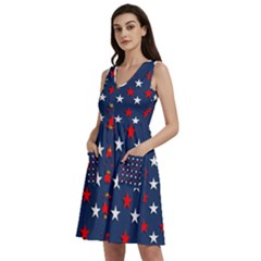 Patriotic Colors America Usa Red Sleeveless Dress With Pocket by Celenk