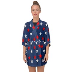 Patriotic Colors America Usa Red Half Sleeve Chiffon Kimono by Celenk