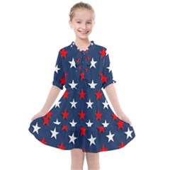 Patriotic Colors America Usa Red Kids  All Frills Chiffon Dress by Celenk