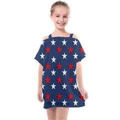 Patriotic Colors America Usa Red Kids  One Piece Chiffon Dress by Celenk