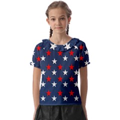 Patriotic Colors America Usa Red Kids  Frill Chiffon Blouse by Celenk