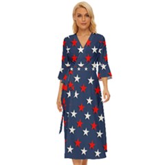 Patriotic Colors America Usa Red Midsummer Wrap Dress by Celenk