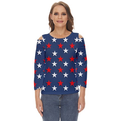 Patriotic Colors America Usa Red Cut Out Wide Sleeve Top by Celenk