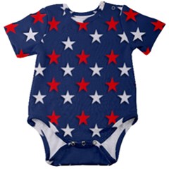 Patriotic Colors America Usa Red Baby Short Sleeve Bodysuit by Celenk