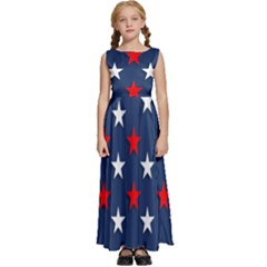 Patriotic Colors America Usa Red Kids  Satin Sleeveless Maxi Dress by Celenk