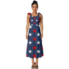 Patriotic Colors America Usa Red Tie-strap Tiered Midi Chiffon Dress by Celenk