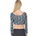 Peacock Pattern Close Up Plumage Long Sleeve Crop Top View2