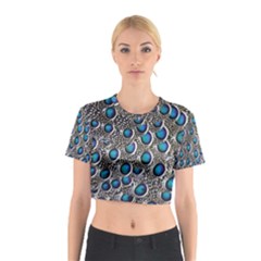 Peacock Pattern Close Up Plumage Cotton Crop Top by Celenk