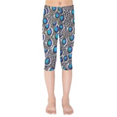 Peacock Pattern Close Up Plumage Kids  Capri Leggings  by Celenk