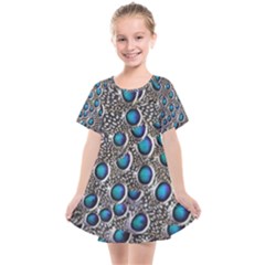 Peacock Pattern Close Up Plumage Kids  Smock Dress by Celenk