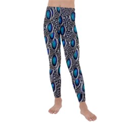 Peacock Pattern Close Up Plumage Kids  Lightweight Velour Leggings by Celenk