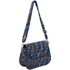 Peacock Pattern Close Up Plumage Saddle Handbag by Celenk