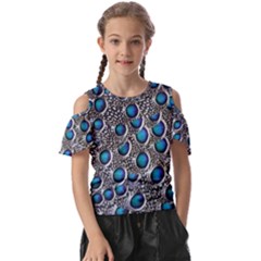 Peacock Pattern Close Up Plumage Kids  Butterfly Cutout Tee by Celenk