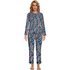 Peacock Pattern Close Up Plumage Womens  Long Sleeve Lightweight Pajamas Set by Celenk